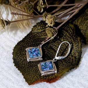 Sterling Roman glass drop earrings